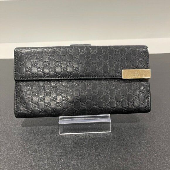 Gucci Signature Guccisima Black Leather Flap Wallet (EH1017) - Picture 1 of 7
